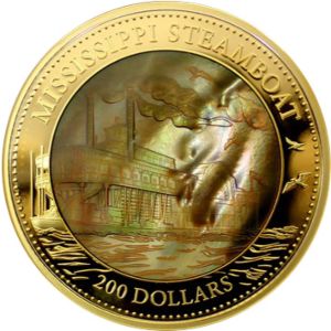 Mississippi Steamboat  $200  2015 Mother of Pearl Proof 5 oz