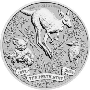 1 oz Perth Mint 125th Anniversary | 2024 | Charles III. | The Perth Mint | platinová investiční mince 999.5