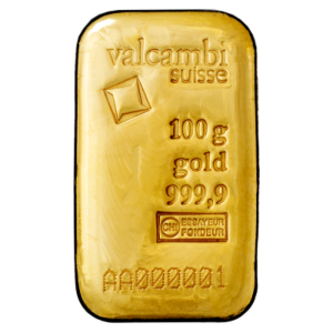 100 g Valcambi zlatý slitek - odlévaný