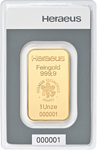 31,1 g (1 oz) Heraeus zlatý slitek