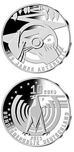 10 euro - 125 Jahre Automobil stříbrná mince ( Proof )