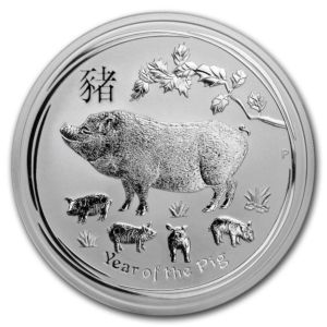 5 oz Lunar Year of The Pig 2019 Perth Mint stříbrná mince