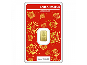 Zlatý investiční slitek 1 g Argor-Heraeus | rok Draka | 999.9