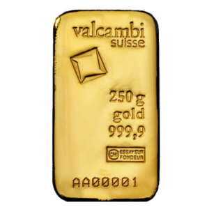 250 g Valcambi zlatý slitek - odlévaný