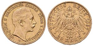 20 Marka 1897 A, J.252 Prusko, Wilhelm II.