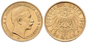 20 Marka 1905 A, J.252 Prusko, Wilhelm II.