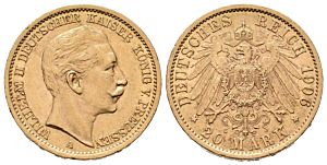 20 Marka 1906 A, J.252 Prusko, Wilhelm II.