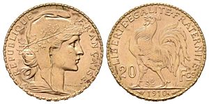 20 Frank 1910, K.M.857, Genie, Francie, III.republika