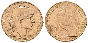 20 Frank 1914, K.M.857, Genie, Francie, III.republika