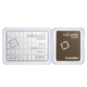 50 x 1 g Platinový slitek Valcambi CombiBar®