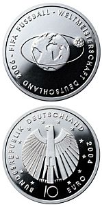 10 euro - FIFA-Fußball-WM -Weltkugel-stříbrná mince ( Proof )