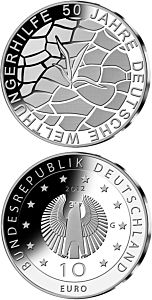 10 euro - 50 Jahre Welthungerhilfe stříbrná mince ( Proof )