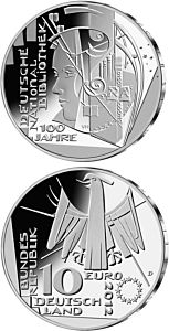 10 Euro 100 Jahre Deutsche National bibliothek BRD 2012 - stříbrná mince ( Proof )