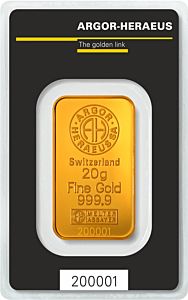 20 g Argor Heraeus | zlatý investiční slitek 999.9