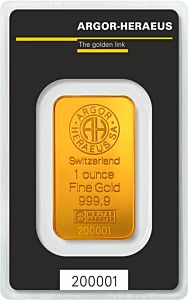 31,1 g (1 oz) Argor Heraeus | zlatý investiční slitek 999.9