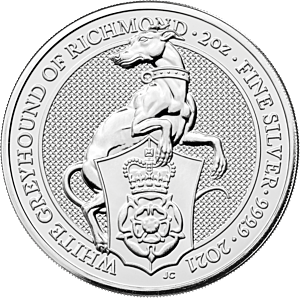 2 oz The Queen´s Beasts Collection | 2021 | White Greyhound of Richmond | The Royal Mint | stříbrná investiční mince 999.9