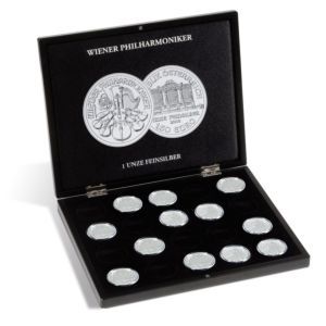 Prezentační pouzdro VOLTERRA pro 20 stříbrných mincí 'Wiener Philharmoniker' o váze 1 unce v kapslích - Leuchtturm