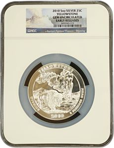 5 oz Yellowstone 25 Cents | 2010 | US Mint | NGC - GEM UNCIRCULATED| Stříbrná mince