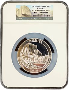 5 oz Yosemite 25 Cents | 2010 | US Mint | NGC - GEM UNCIRCULATED| Stříbrná mince